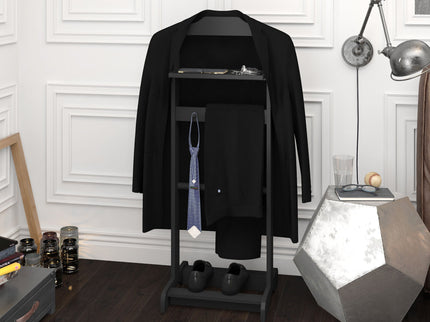 Accent Portable Garment Rack, Clothes Valet Stand With Storage Organizer