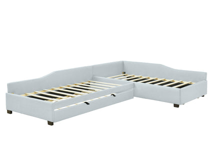 Upholstered Double Daybed With Trundle And Drawer
