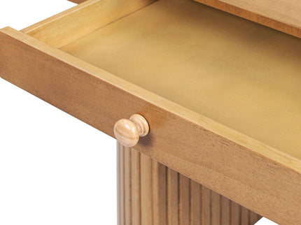 Jesse - Single Drawer Fluted Oval Console Desk - Honey Brown