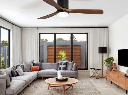 Indoor Ceiling Fan With Lights, Reversible DC Motor, Remote Control - Black