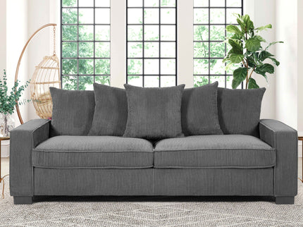 Luxe Sofa With 5 Matching Toss Pillows, Sleek Design, Spacious And Comfortable 3 Seater Couch