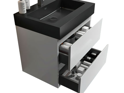 Alice - Bathroom Vanity With Large Storage, Sink Wall Mounted Floating Bathroom Vanity For Modern Bathroom, One-Piece Sink Basin Without Drain And Faucet
