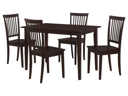 Stan - 5 Piece Dining Set With Rectangular Table And Slat Back Chairs - Cappuccino