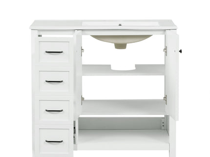 Modern Bathroom Vanity With Sink Top, 2 Doors And 2 Drawers