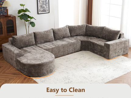 U-Shaped Oversized Modular Cloud Sectional Sofa With Deep Seat For Living Room