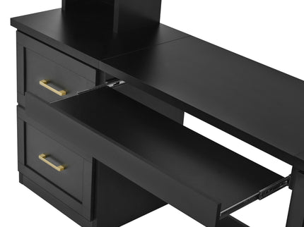 Computer Desk With Hutch, Workstation With Desk Grommet & Keyboard Tray