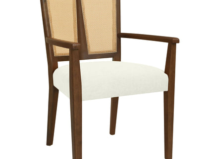 Mid Century Modern Arm Dining Chairs With Rattan Backrest