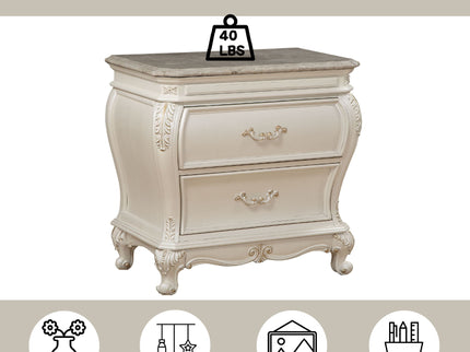 Chantelle - Nightstand With Granite Top - White