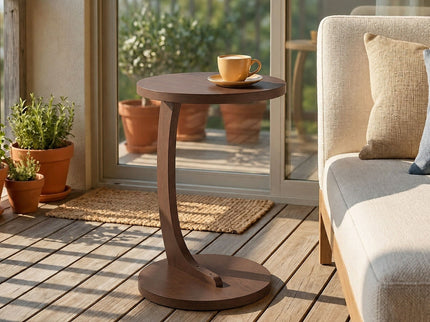 C - Shaped End Table With Sturdy Base