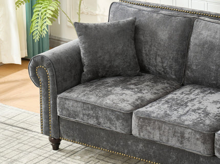 2 Seater Sofa With Rolled Arms, Tufted Upholstered Couch