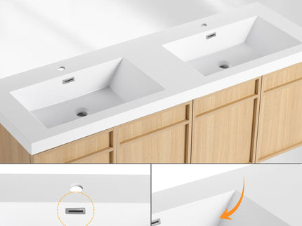 Wall-Mounted Bathroom Vanity With Resin Sink And Soft Closing Doors