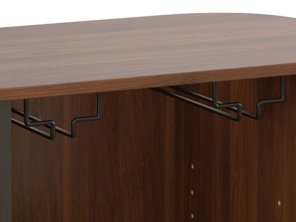 Fluted Wine Bar Cabinet With 8 Grid Wine Rack, 5 Level Adjustable Shelves, 2 Glass Holders
