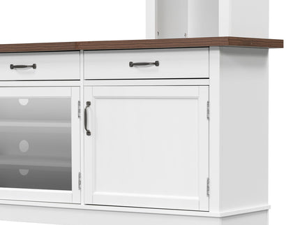 Extra Long TV Stand With 7 Color LED Lights, Adjustable Shelves & Storage Cabinets