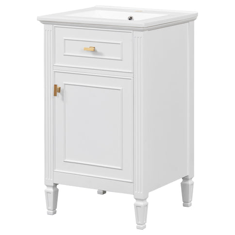 Bathroom Vanity With Sink, Adjustable Shelf, Tilt-Out Drawer