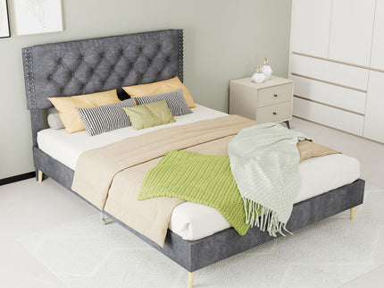 Upholstered Bed With Tufted Headboard