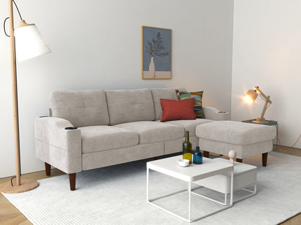 3 Seater Convertible Combination L Shaped Sofa With Footstools With Storage