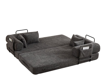 Convertible Sleeper Sofa Bed With Cylindrical Pillow