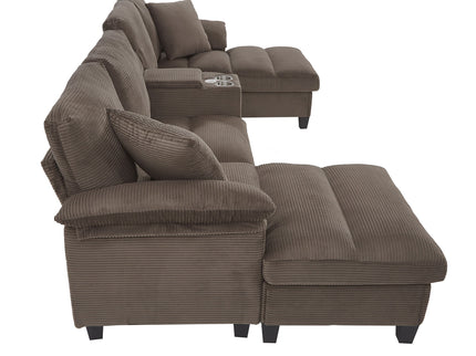 Modern U-Shaped Sectional Sofa With Storage Ottomans