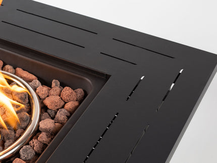Square Fire Pit Table - Black Brown