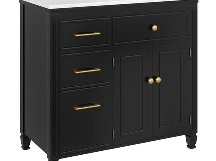 Modern Bathroom Vanity With Ceramic Sink, Freestanding, One Tip Out Drawer, 3 Side Drawers, Adjustable Shelf