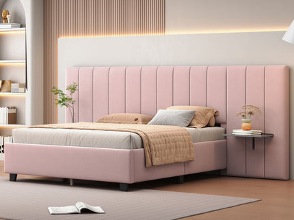 Upholstered Platform Bed With Big Headboard