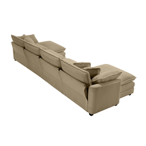 Oversized Modular Cushion Sofa With Ottoman, Low Back, Deep Seating Sofa Set