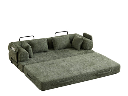Convertible Sleeper Sofa Bed With Cylindrical Pillow