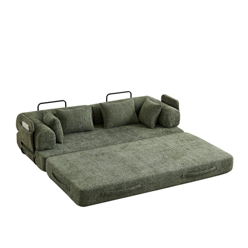 Convertible Sleeper Sofa Bed With Cylindrical Pillow