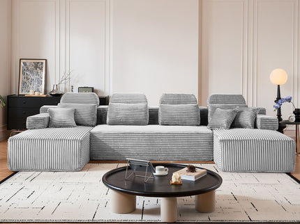 Sectional Sleeper Sofa & Storage Pockets, Modular Couch With Throw Pillows For Living Room