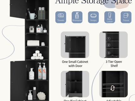 Multi Functional Corner Cabinet With Adjustable Shelves And 2 Doors