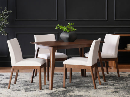 5 Piece Dining Set With Table And Upholstered Chairs - Light Beige / Walnut