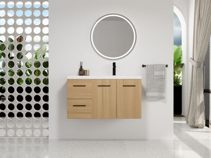 Wall Mounted Floating Bathroom Vanity With Sink, Door & Drawers Modular Cabinet