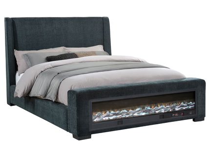 Sebastian - Upholstered Bed With Built-In Flame Visualizer And Bluetooth Speaker