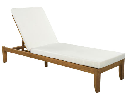 Adjustable Outdoor Patio Lounge Chair Chaise Lounge - Beige / Natural