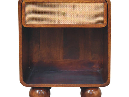 Open Woven Bedside Table, 1 Drawer - Chestnut