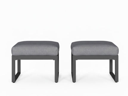 Patio All-Weather Ottomans With Thick Cushions (Set of 2)