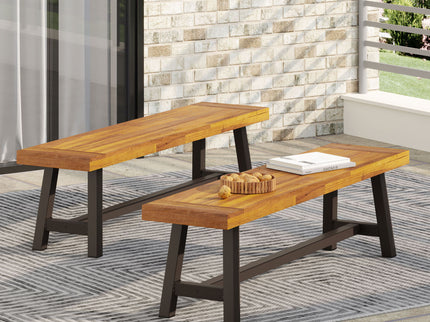 Tranquilizer - Outdoor Acacia Wood Bench With Slat Panel Design