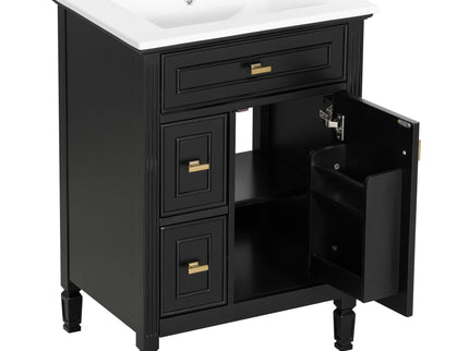 Modern Bathroom Vanity With Sink, Flip Drawer, 2 Drawers, Adjustable Shelf