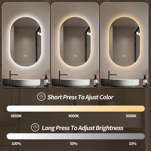 Smart Wall Mounted LED Touch Screen Mirror With Anti-Fog Function And Adjustable Lighting