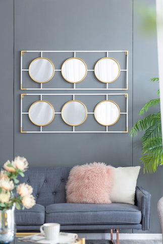 3 Mirror Piece Wall Mirror InRectangular Frame, Home Wall Decor For Bedroom Living Room