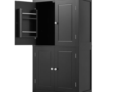 Elegant Bathroom Floor Storage Cabinet With 4 Doors, Adjustable Shelves