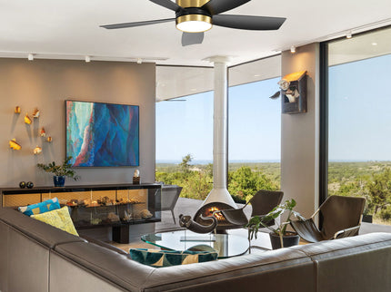 Flush Mount Ceiling Fan With LED Light 22W And Remote Control Blades / Body, DC Motor