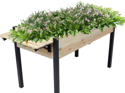 Raised Garden Bed With Metal Legs And Folding Storage Shelf