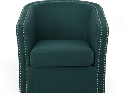 Modern Upholstered Swivel Club Chair With Nailhead Trim