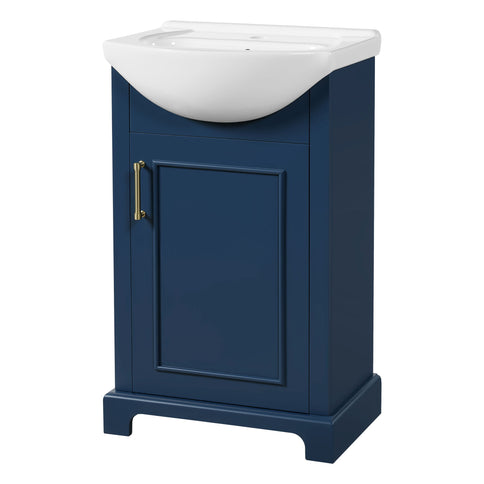 Bathroom Vanity With Bulged Sink, Cabinet, Soft-Close Door, Freestanding Single Unit
