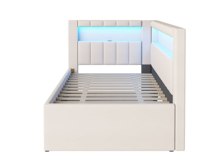 Upholstered Platform Bed With USB Ports And LED Belt
