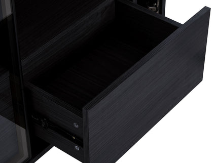 Modern Minimalist Style LED Curio Cabinet With Tempered Glass Door, Metal Legs