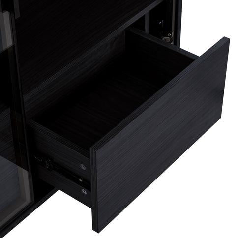 Modern Minimalist Style LED Curio Cabinet With Tempered Glass Door, Metal Legs