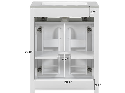 Modern Bathroom Vanity With Ceramic Sink, Soft-Close Doors, Flip Drawer, U-Shaped Shelves, Elegant Storage Solution