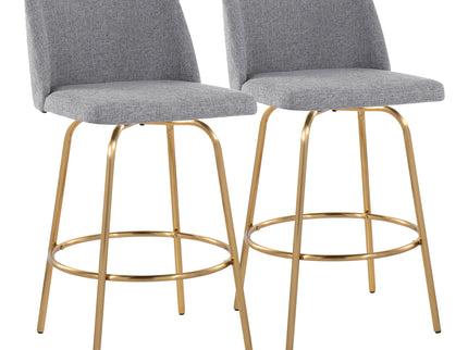 Toriano - Contemporary, Fixed Height Counter Stool With Swivel With Round Footrest (Set of 2)